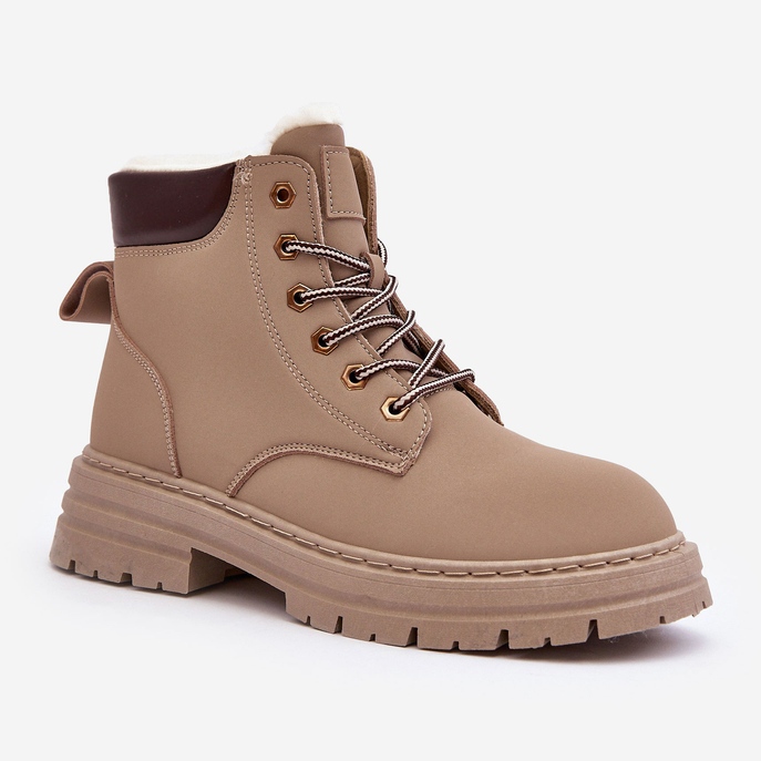 Caçadores femininos com isolamento de pele, bege escuro Fenan 1