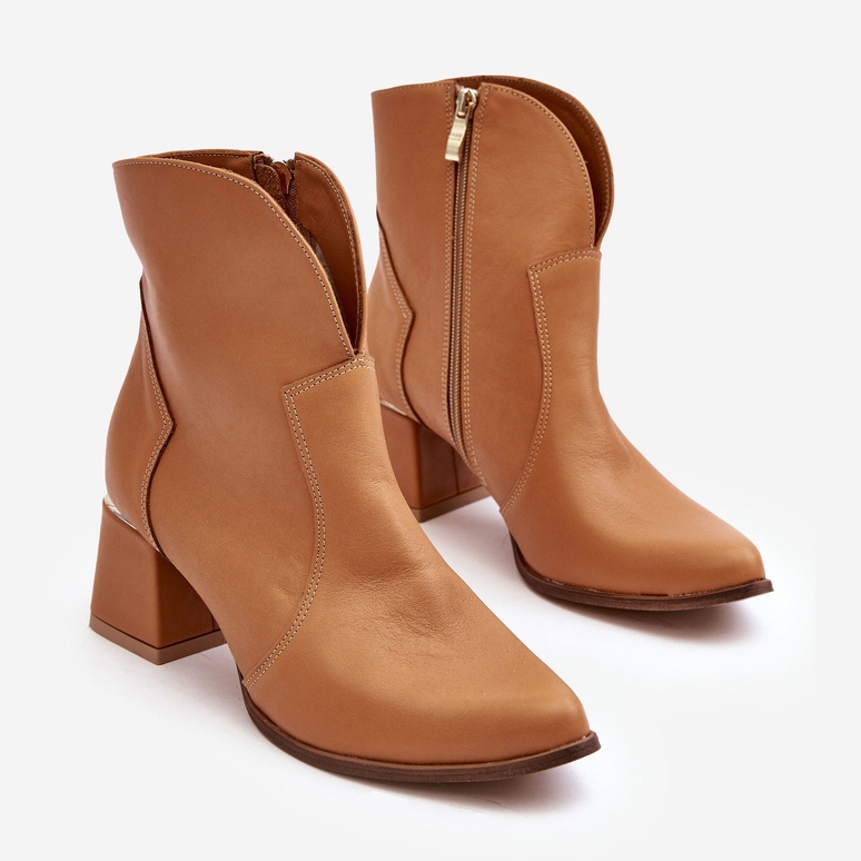 Lewski Shoes Botas Cowboy Femininas de Couro com Salto Alto Camelo Lewski 3166/B/2 castanho 2