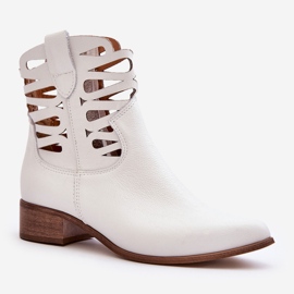 Lewski Shoes Botas femininas de couro perfuradas brancas Lewski 3329 branco 1