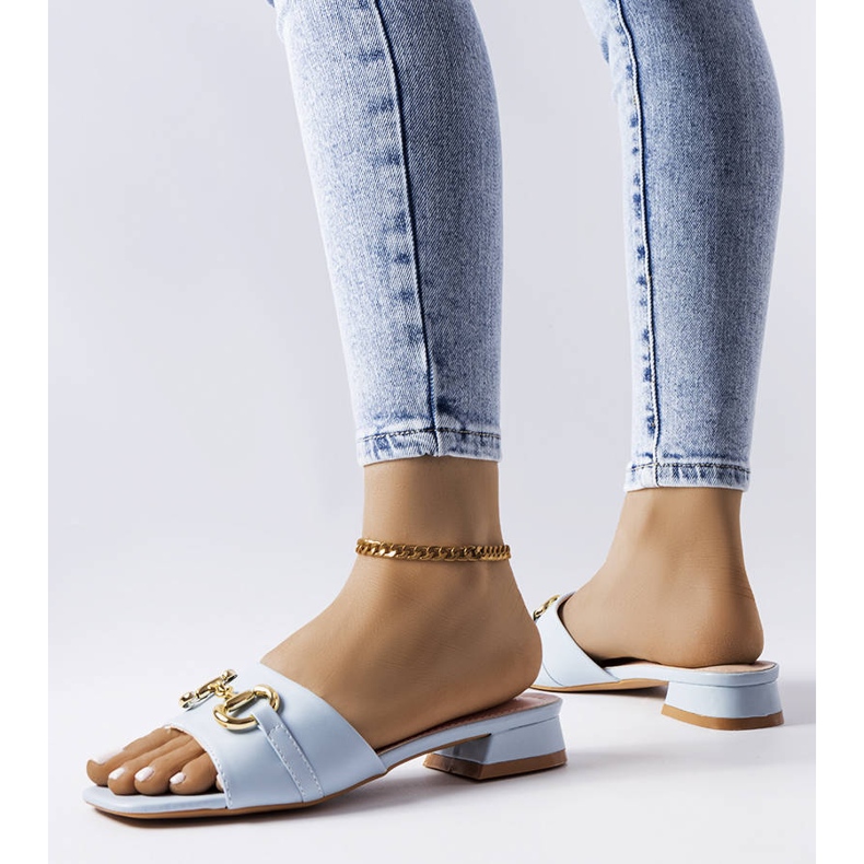 Sandália salto alto azul com corrente, Chabot 1