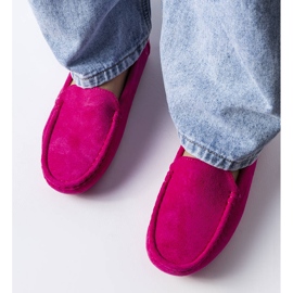 Mocassim rosa com solado de couro, Souplet 1