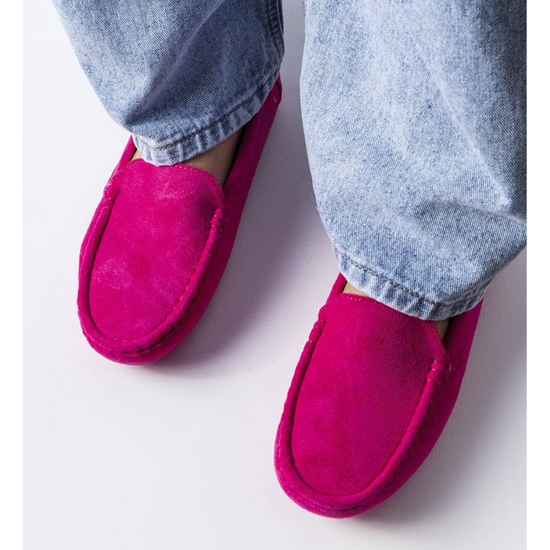 Mocassim rosa com solado de couro, Souplet 1