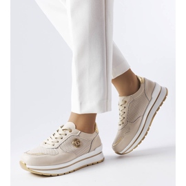 Sapatos de couro bege vazados, Talbot 2