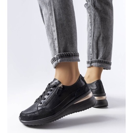 Sapato de couro preto vazado, Fleur 2