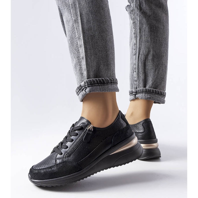 Sapato de couro preto vazado, Fleur 2