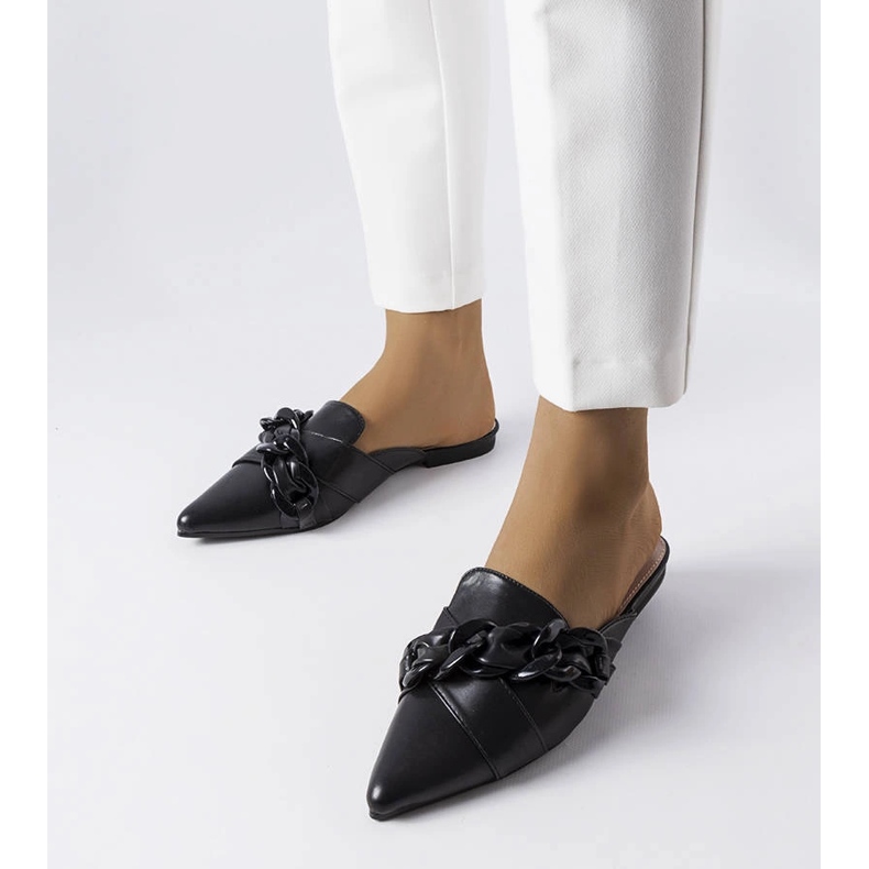 Sandália preta elegante com corrente Patenaude preto 1