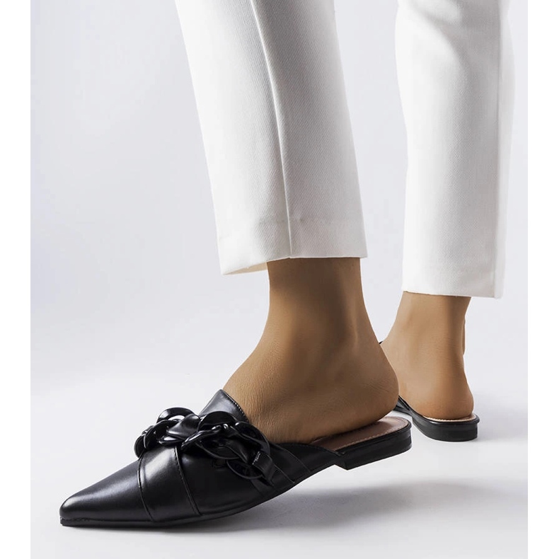 Sandália preta elegante com corrente Patenaude preto 2