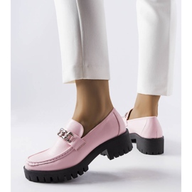 Mocassins rosa com solado de trator da Faiz 1