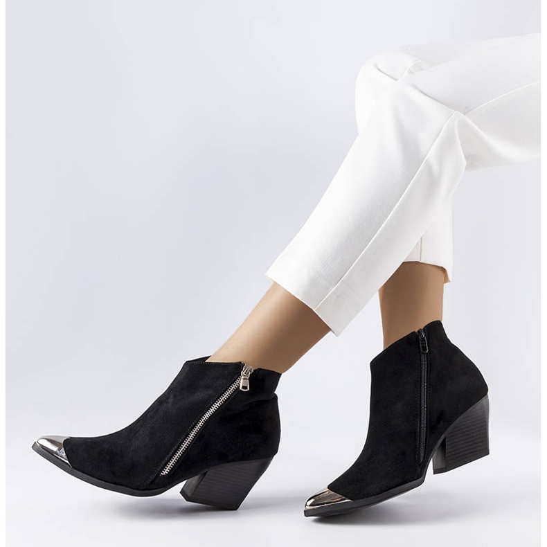 Bota cowboy preta com bico de metal, Vergne. preto 1