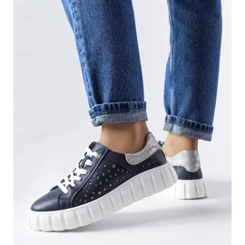 Tênis azul marinho com apliques Patch 1