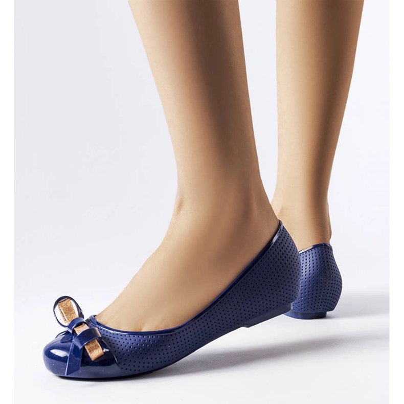 Bailarinas azul marinho decoradas com laço Harlingen 1