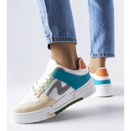 Sapato plataforma bege e azul Harter 1