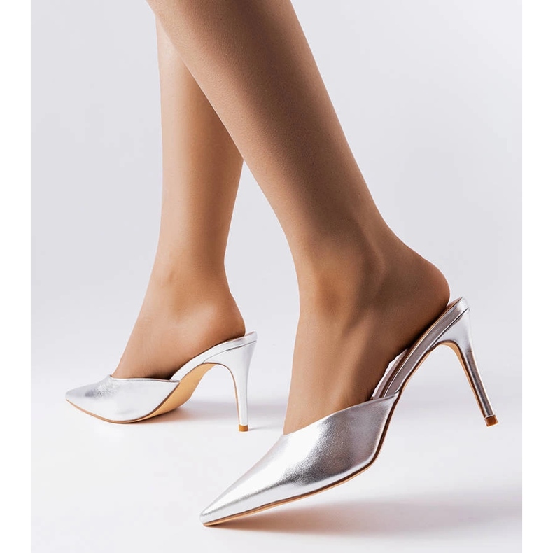 Sliders de calcanhar Silver Drainer prata 1