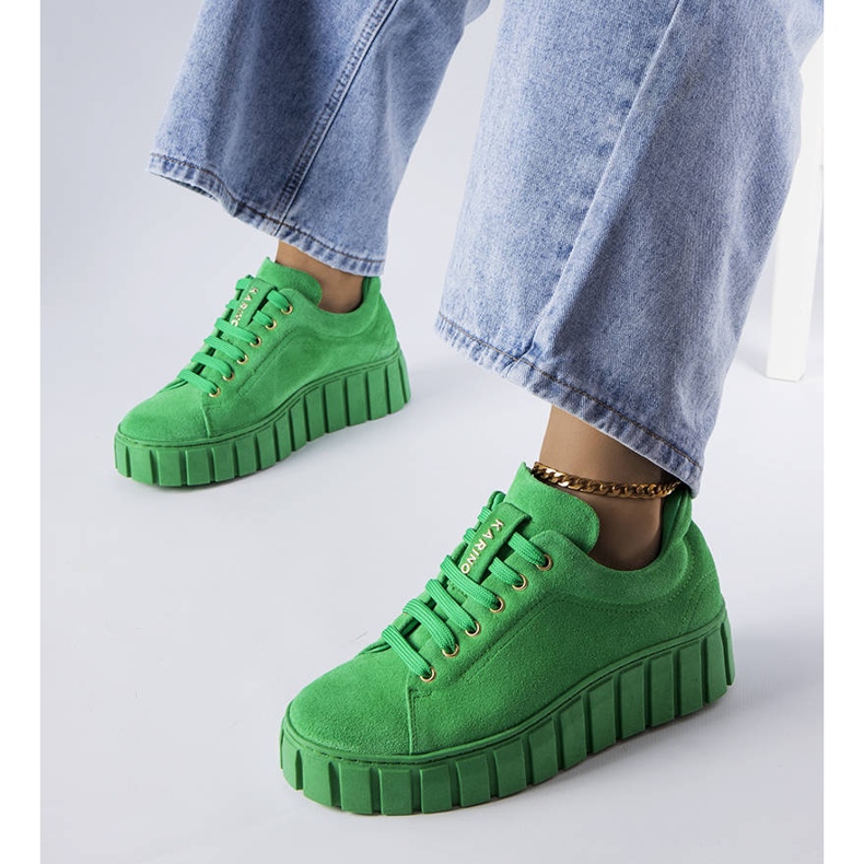 Karino sapato de camurça verde 1