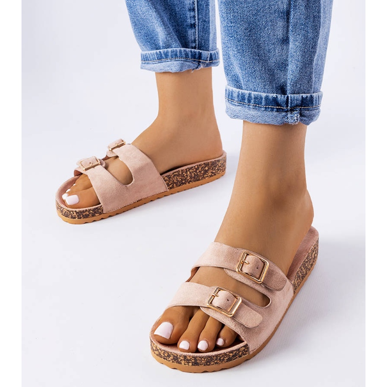 Goodin Chinelos bege com sola de cortiça da Cincinna 1