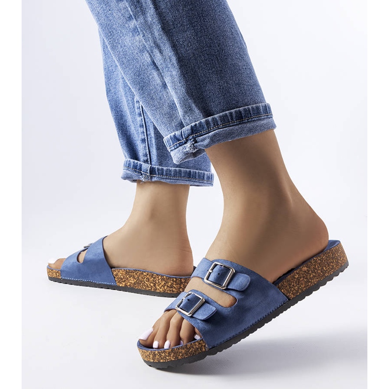 Chinelos azul marinho com sola de cortiça Cincinna 2