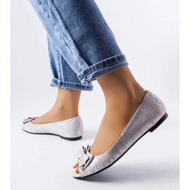 Bailarinas cinza metálico com laço da Hawk 1