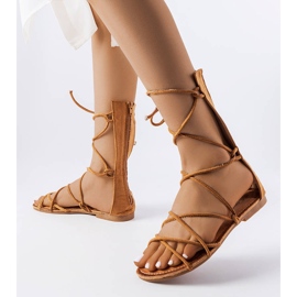 Heliport Sandália marrom de amarrar alto castanho 1