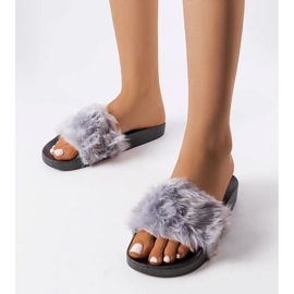 Chinelos cinza com pelo de Genevre 1