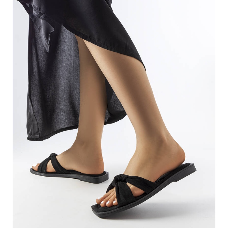 Inna Pantufas pretas Pride feitas de camurça ecológica preto 2