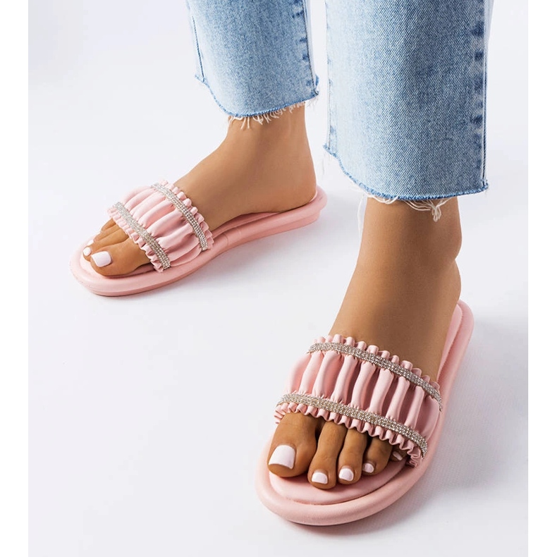 Sandália rosa com zircões Anapor 1