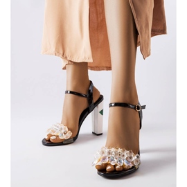 Inna Sandália preta com cristais da Junction preto 1 Inna Sandália preta com cristais da Junction preto 1