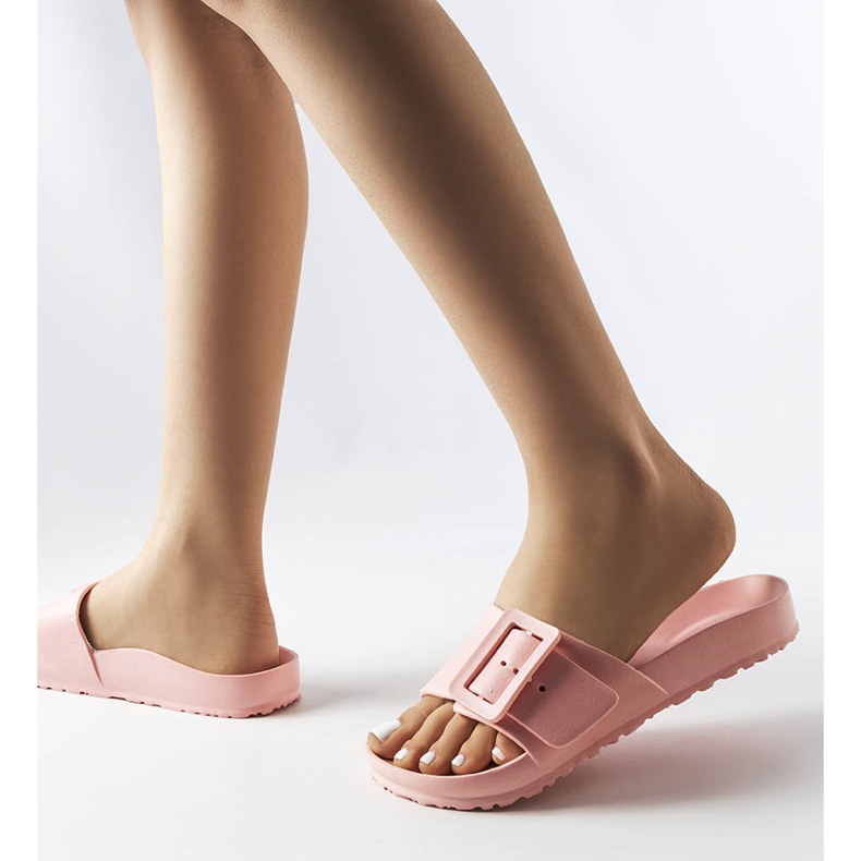 Sliders de borracha rosa com fivela da Nelm 2 Sliders de borracha rosa com fivela da Nelm 2