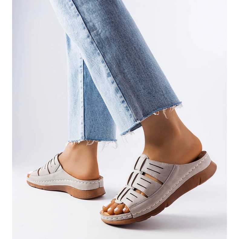 Sliders de cunha cinza Jersey 1