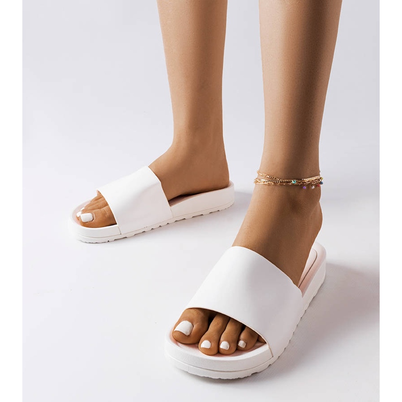 Inna Escorregas de borracha branca da Sabourin branco 1