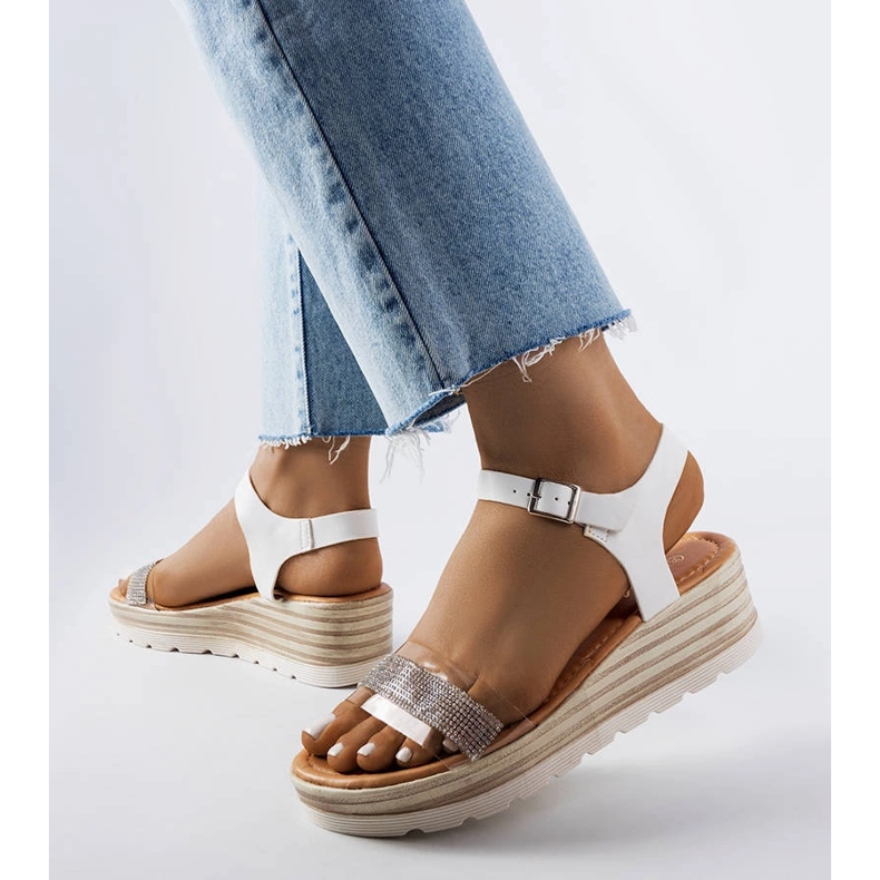 Sandália Bussière com cunha branca branco 1