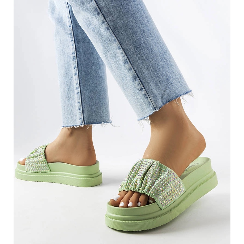 Sandália verde com zircônia cúbica, Franet 1