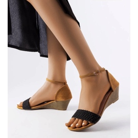 Sandálias de cunha pretas Veltri preto 1