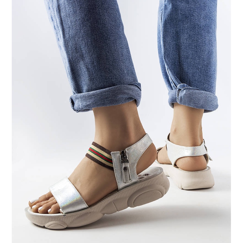 Sandália esportiva prata metalizada, Parsip 1