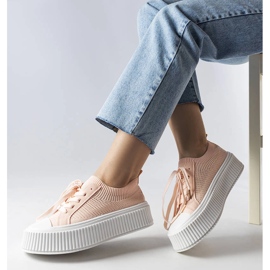 Tênis de tecido rosa na plataforma Mallus 1