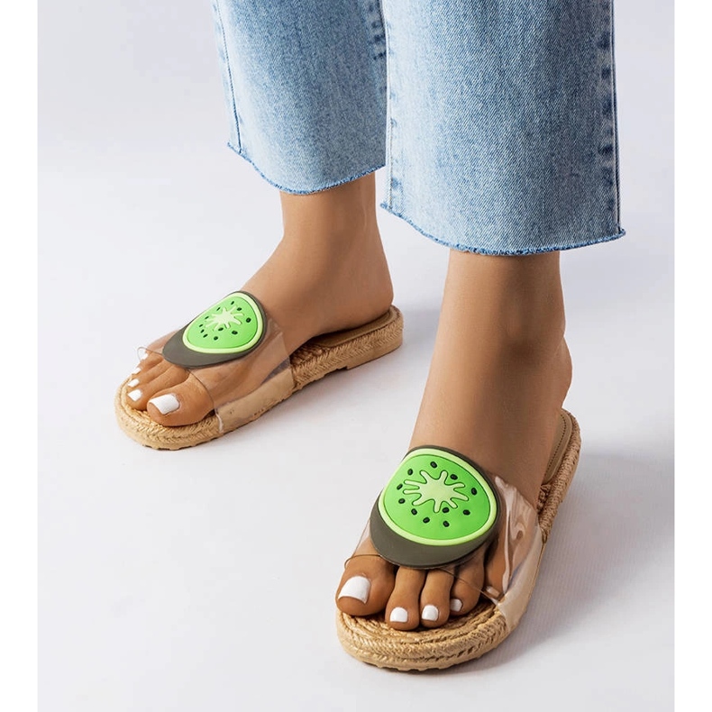 Chinelos transparentes com decoração Foddie bege 1