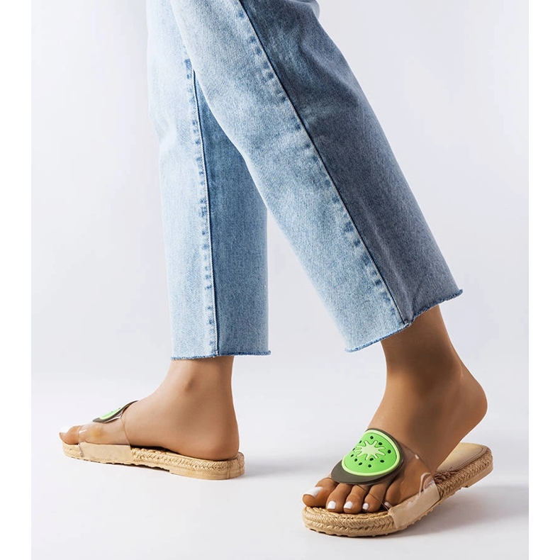 Chinelos transparentes com decoração Foddie bege 2