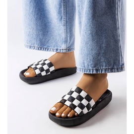 Chinelos plataforma de borracha preta, Elin preto 1