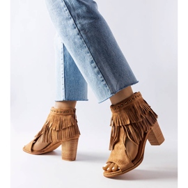 Sandália com franjas caramelo, Latimer marrom 1