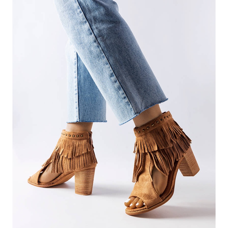 Sandália com franjas caramelo, Latimer marrom 1