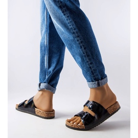 Sliders de cortiça preta com fivelas de Lee Cooper LCW-22-35-1154L preto 2