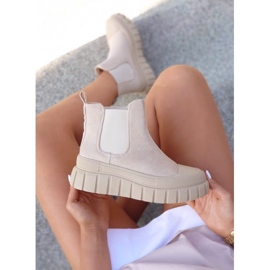 Botas Chelsea esportivas femininas bege claro 2