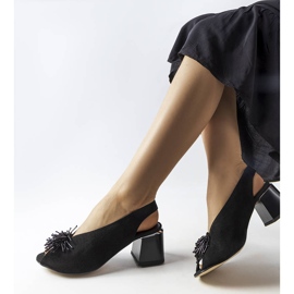 Sandália preta de camurça com brilhantes, Karino. preto 1