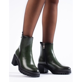 Botins femininos verdes escuros de salto alto Vinceza 1