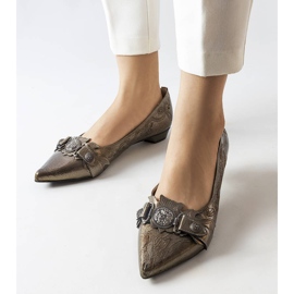 Sapato de salto baixo prateado Siciliano cinza 1