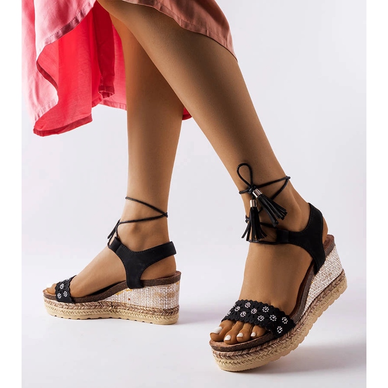 Alpargatas Tahoe com cunha preta preto 1