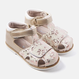 Sandálias douradas com palmilha Compagnon de couro dourado 1