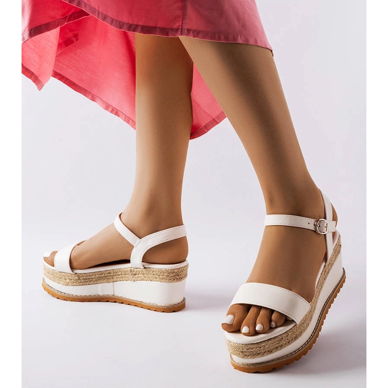 Sandálias brancas de cunha da Access branco 2