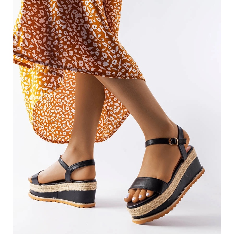 Acessar sandálias de cunha pretas preto 1