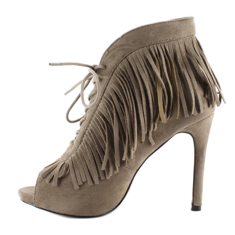 Botas abertas com atacadores, estilo boho 11015 Khaki cinza 1 Botas abertas com atacadores, estilo boho 11015 Khaki cinza 1