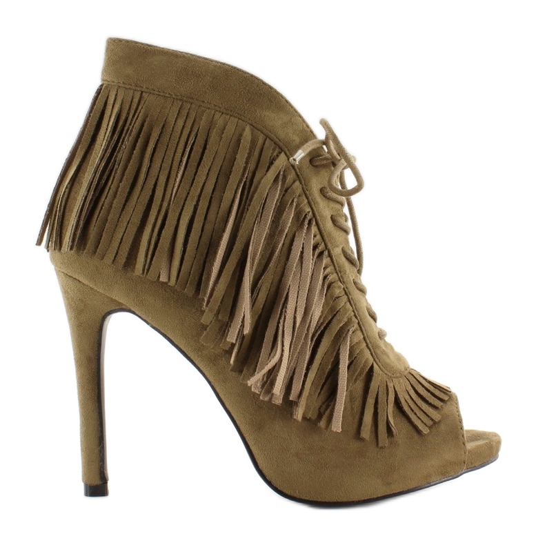 Botas abertas com atacadores, estilo boho 11015 Verde 1